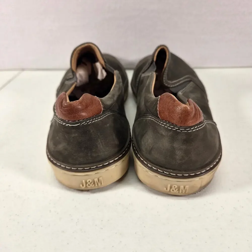 J&M Brown Leather Slip On Loafers Casual Comfort Shoes Mens 11M NWOT